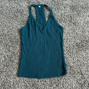 Women's Teal Ribbed V-Neck RACER BACK Tank Top